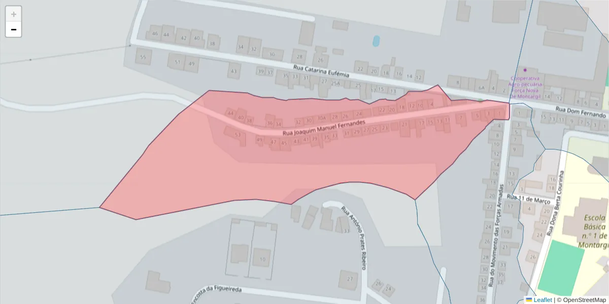 Mapa detalhado do código postal 7425-127 com limites, códigos postais vizinhos e agências dos correios