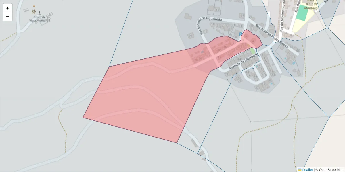 Mapa detalhado do código postal 7425-131 com limites, códigos postais vizinhos e agências dos correios
