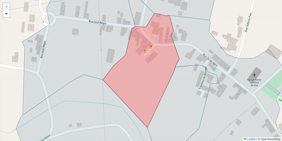 Mapa detalhado do código postal 7425-203 com limites, códigos postais vizinhos e agências dos correios