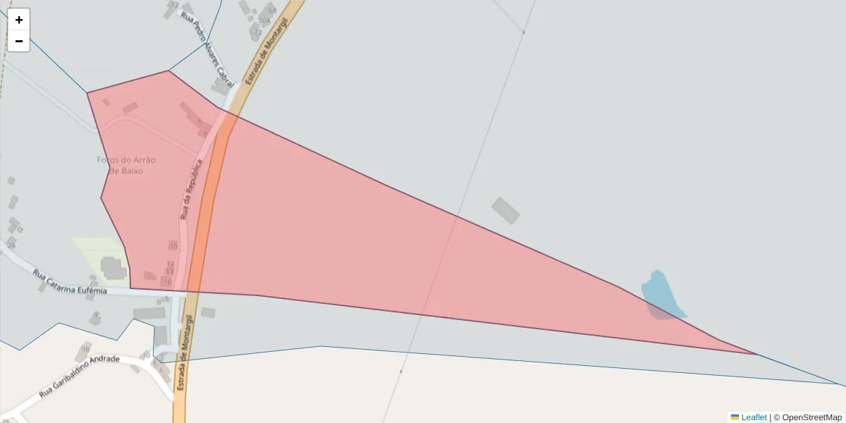Mapa detalhado do código postal 7425-206 com limites, códigos postais vizinhos e agências dos correios