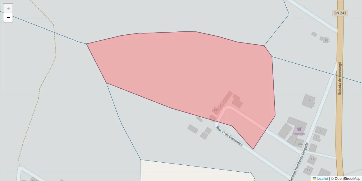 Mapa detalhado do código postal 7425-213 com limites, códigos postais vizinhos e agências dos correios