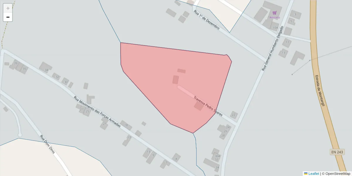 Mapa detalhado do código postal 7425-236 com limites, códigos postais vizinhos e agências dos correios