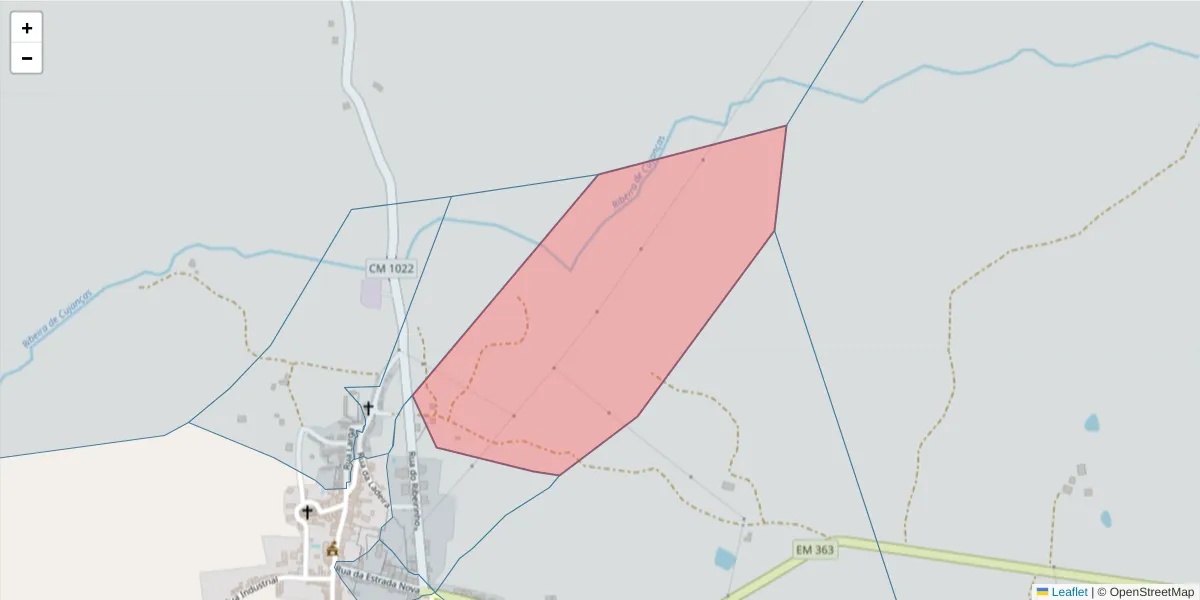 Mapa detalhado do código postal 7430-016 com limites, códigos postais vizinhos e agências dos correios