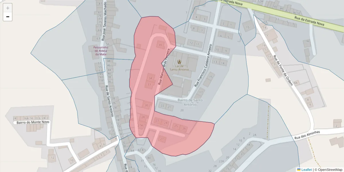 Mapa detalhado do código postal 7430-032 com limites, códigos postais vizinhos e agências dos correios