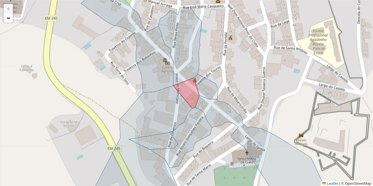 Mapa detalhado do código postal 7430-130 com limites, códigos postais vizinhos e agências dos correios