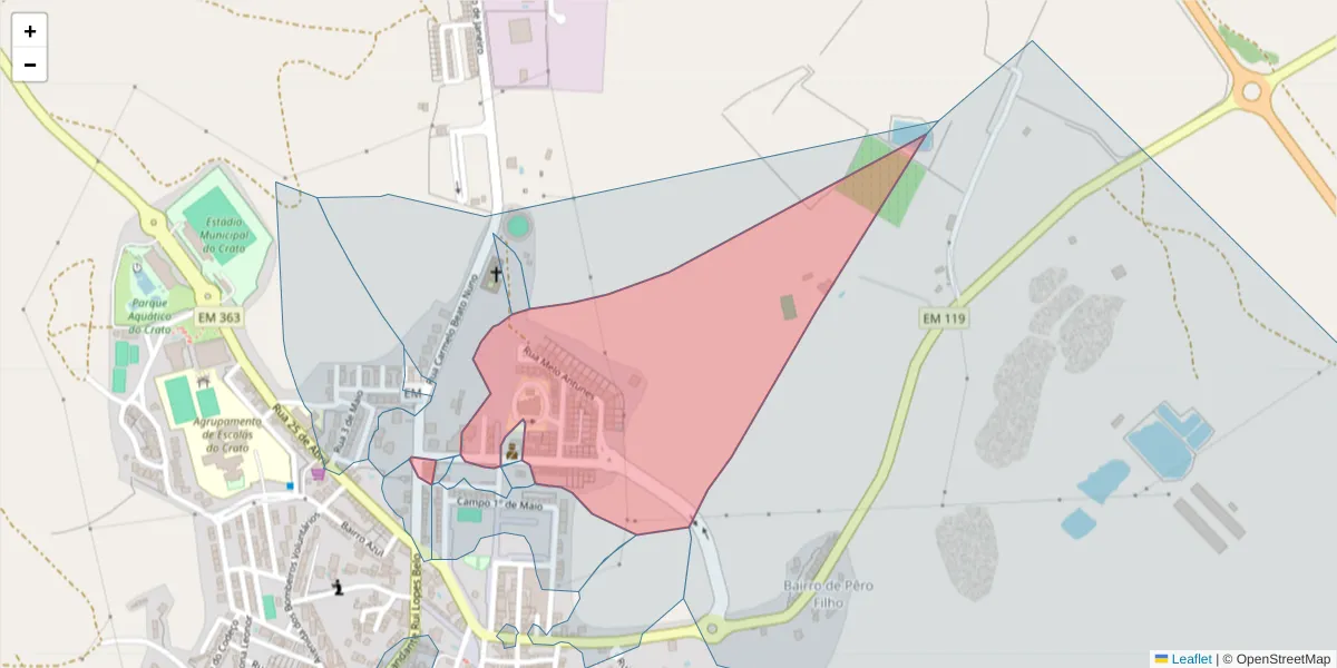 Mapa detalhado do código postal 7430-131 com limites, códigos postais vizinhos e agências dos correios
