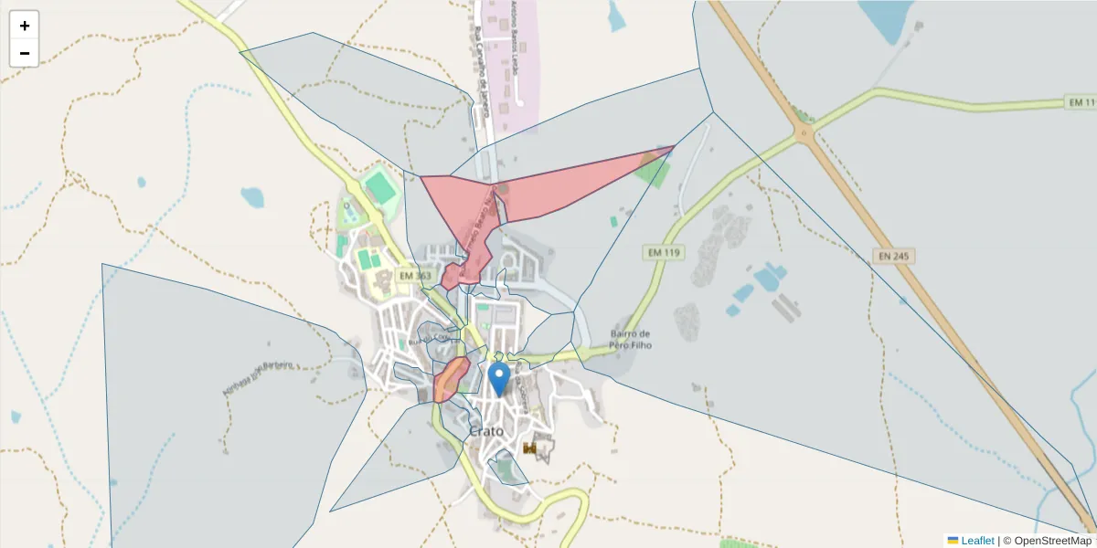 Mapa detalhado do código postal 7430-138 com limites, códigos postais vizinhos e agências dos correios