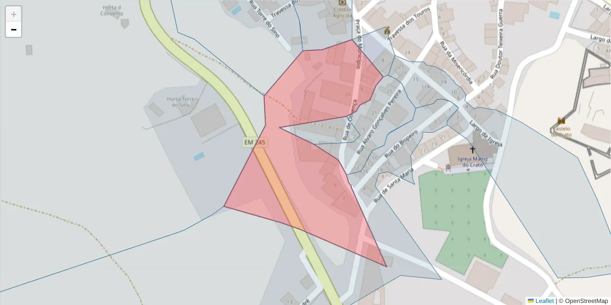 Mapa detalhado do código postal 7430-146 com limites, códigos postais vizinhos e agências dos correios