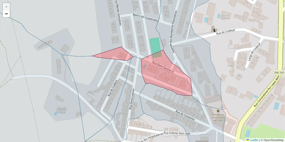 Mapa detalhado do código postal 7430-155 com limites, códigos postais vizinhos e agências dos correios