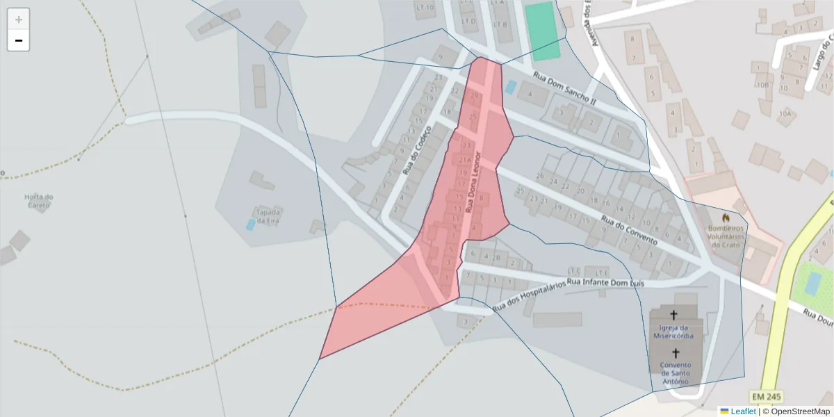 Mapa detalhado do código postal 7430-157 com limites, códigos postais vizinhos e agências dos correios