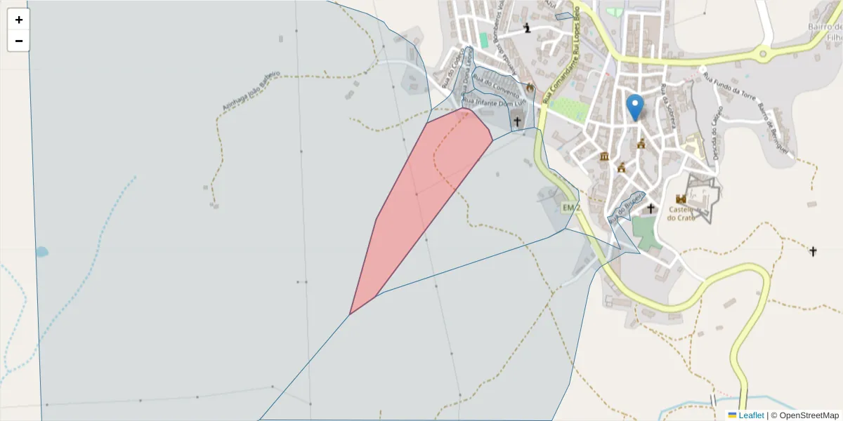 Mapa detalhado do código postal 7430-158 com limites, códigos postais vizinhos e agências dos correios