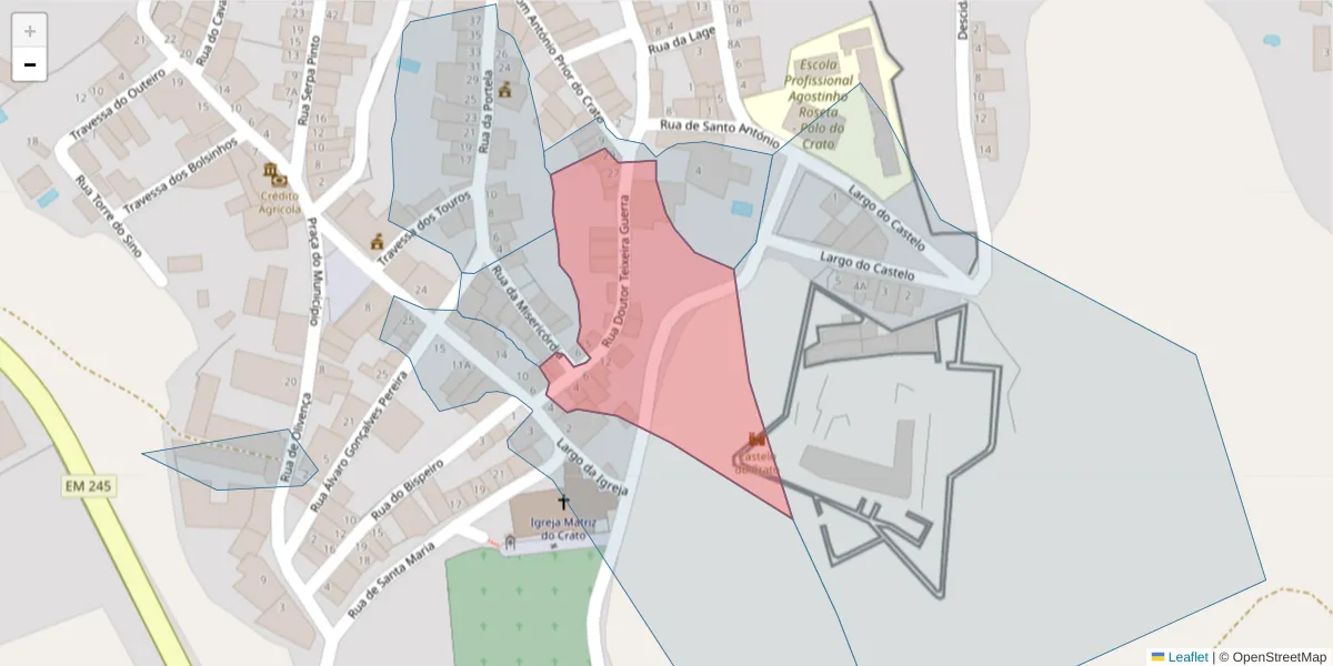 Mapa detalhado do código postal 7430-160 com limites, códigos postais vizinhos e agências dos correios