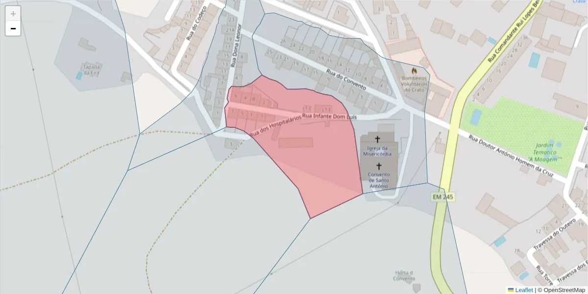Mapa detalhado do código postal 7430-164 com limites, códigos postais vizinhos e agências dos correios