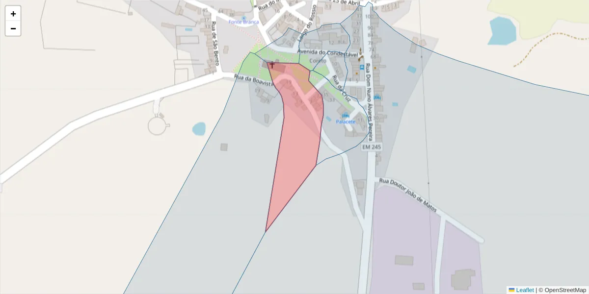 Mapa detalhado do código postal 7430-218 com limites, códigos postais vizinhos e agências dos correios