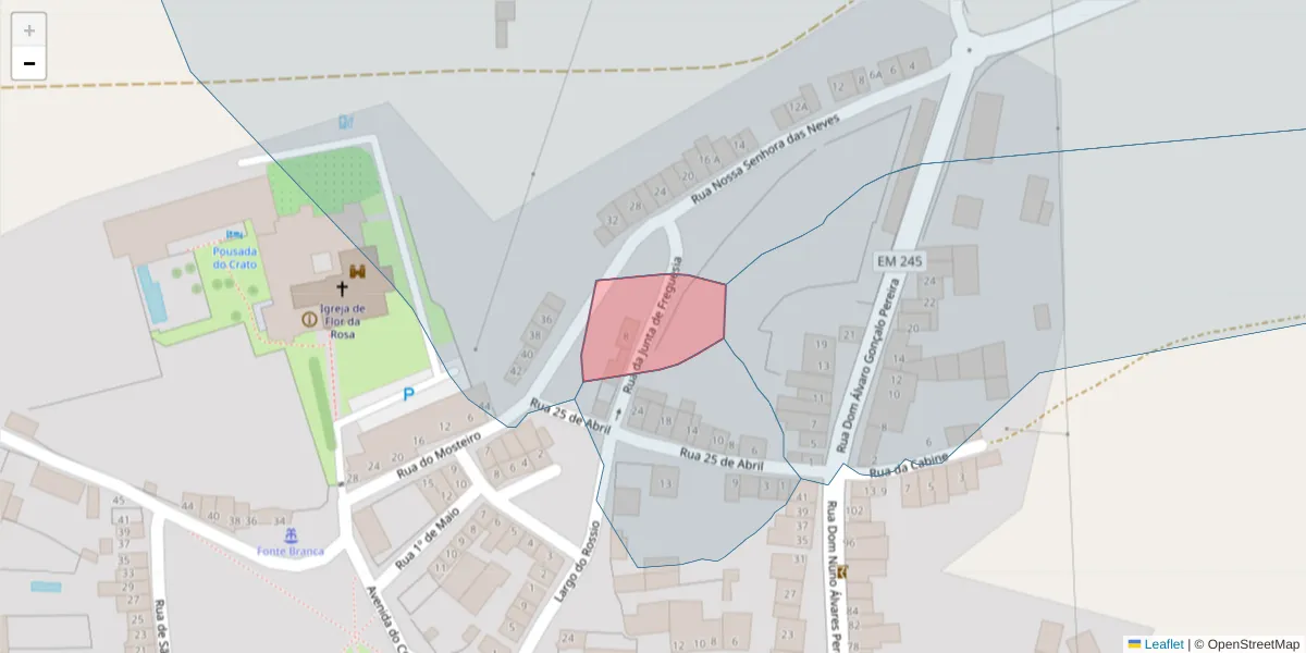 Mapa detalhado do código postal 7430-222 com limites, códigos postais vizinhos e agências dos correios