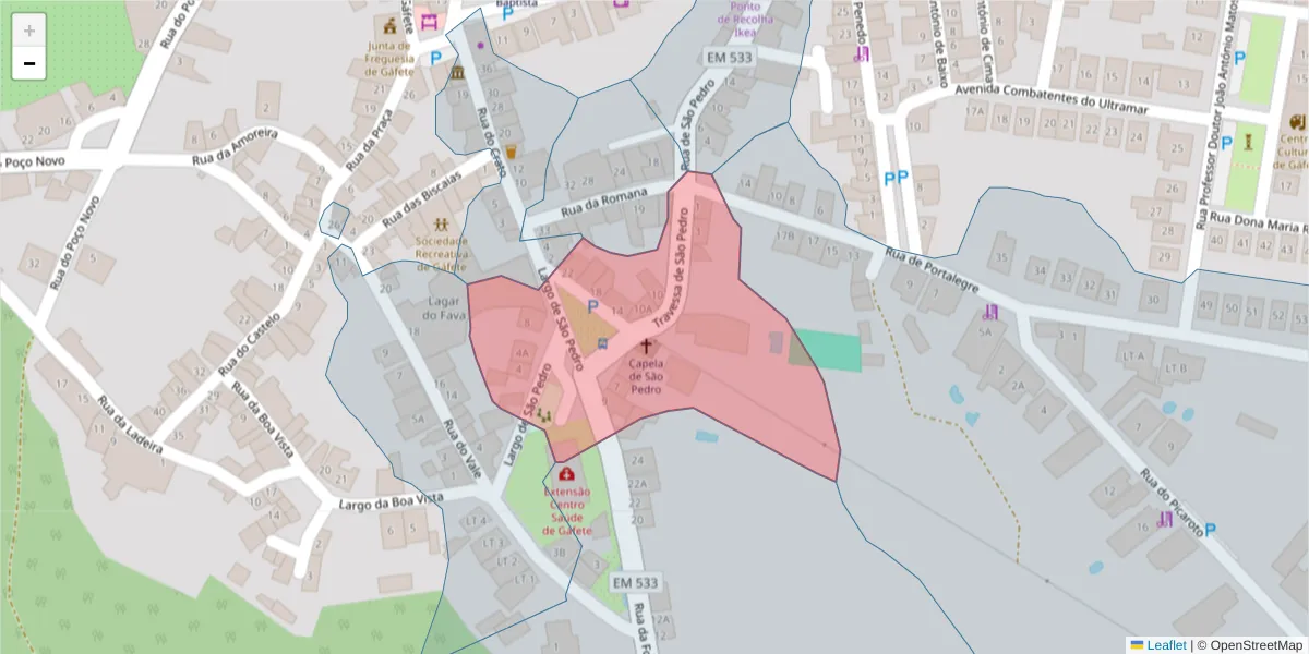 Mapa detalhado do código postal 7430-256 com limites, códigos postais vizinhos e agências dos correios