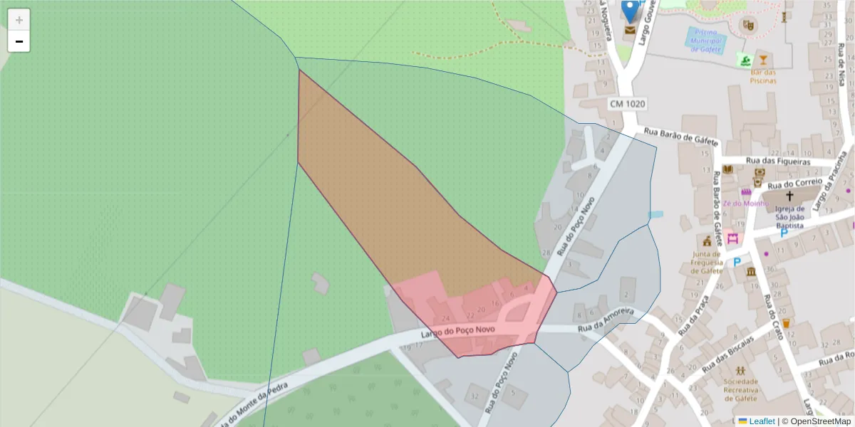 Mapa detalhado do código postal 7430-258 com limites, códigos postais vizinhos e agências dos correios