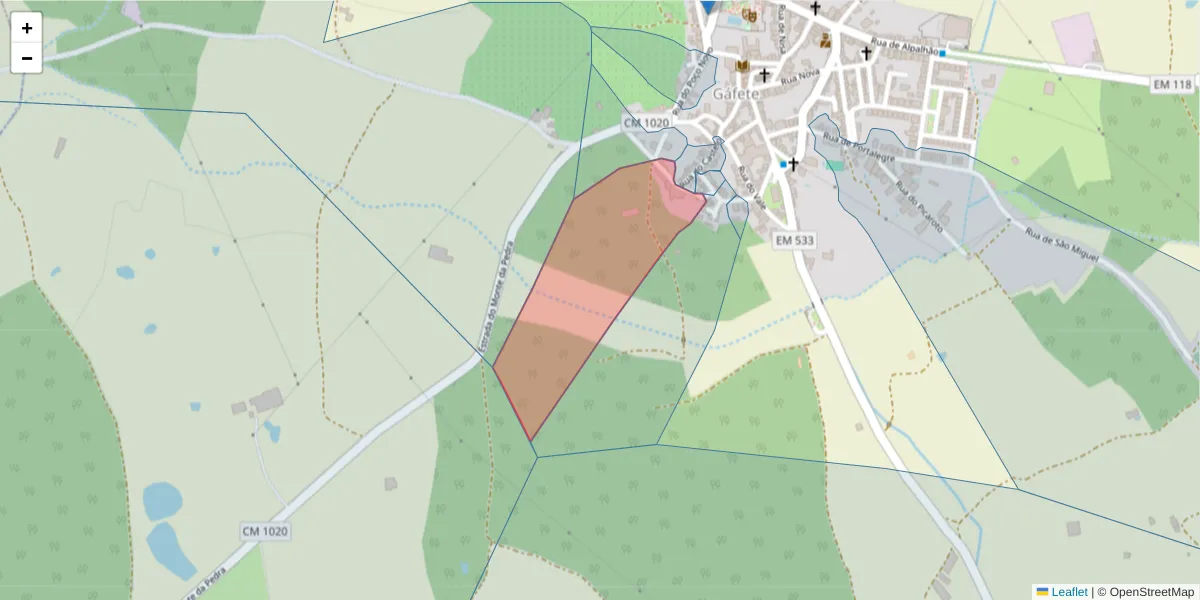 Mapa detalhado do código postal 7430-267 com limites, códigos postais vizinhos e agências dos correios