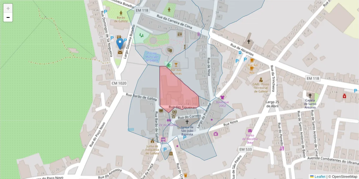 Mapa detalhado do código postal 7430-272 com limites, códigos postais vizinhos e agências dos correios