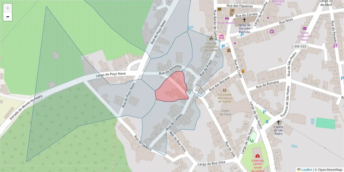 Mapa detalhado do código postal 7430-273 com limites, códigos postais vizinhos e agências dos correios