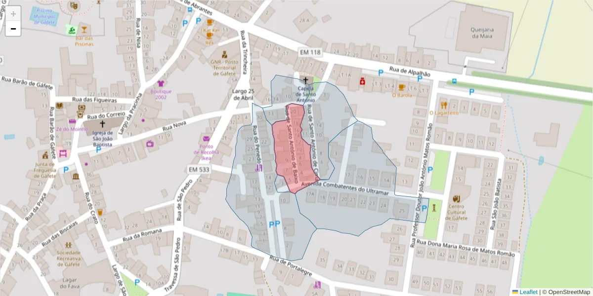 Mapa detalhado do código postal 7430-278 com limites, códigos postais vizinhos e agências dos correios
