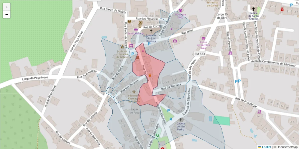 Mapa detalhado do código postal 7430-282 com limites, códigos postais vizinhos e agências dos correios