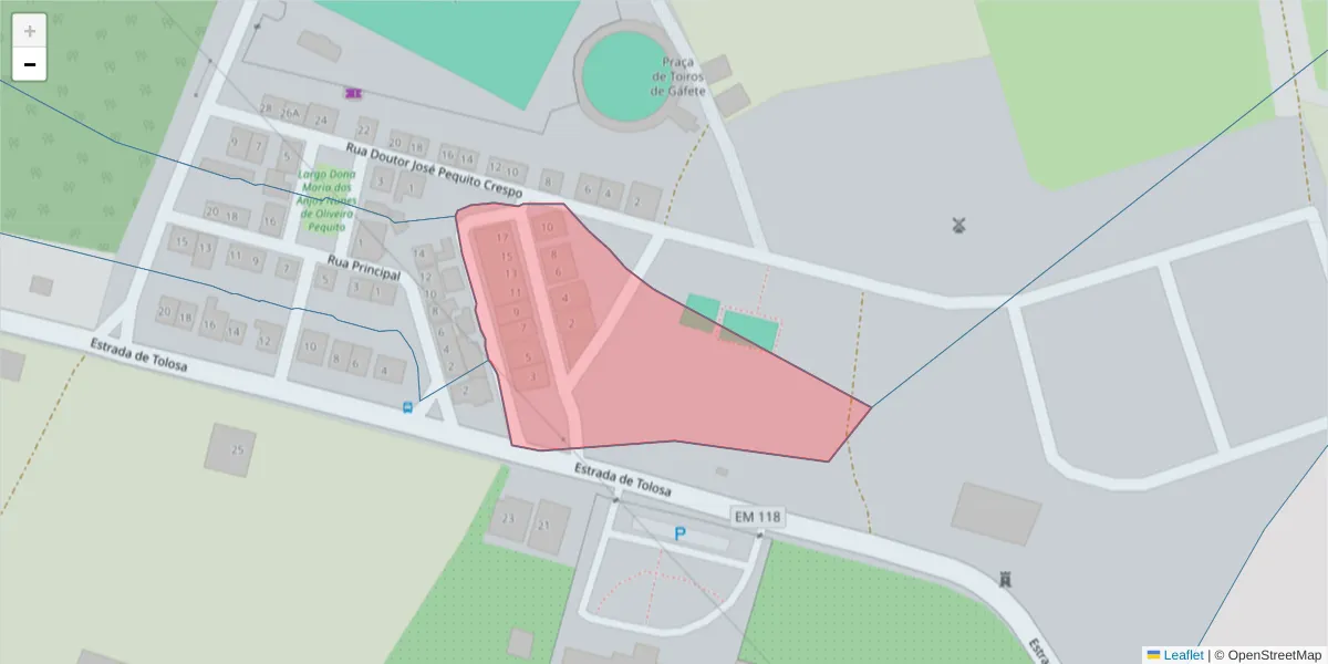 Mapa detalhado do código postal 7430-289 com limites, códigos postais vizinhos e agências dos correios