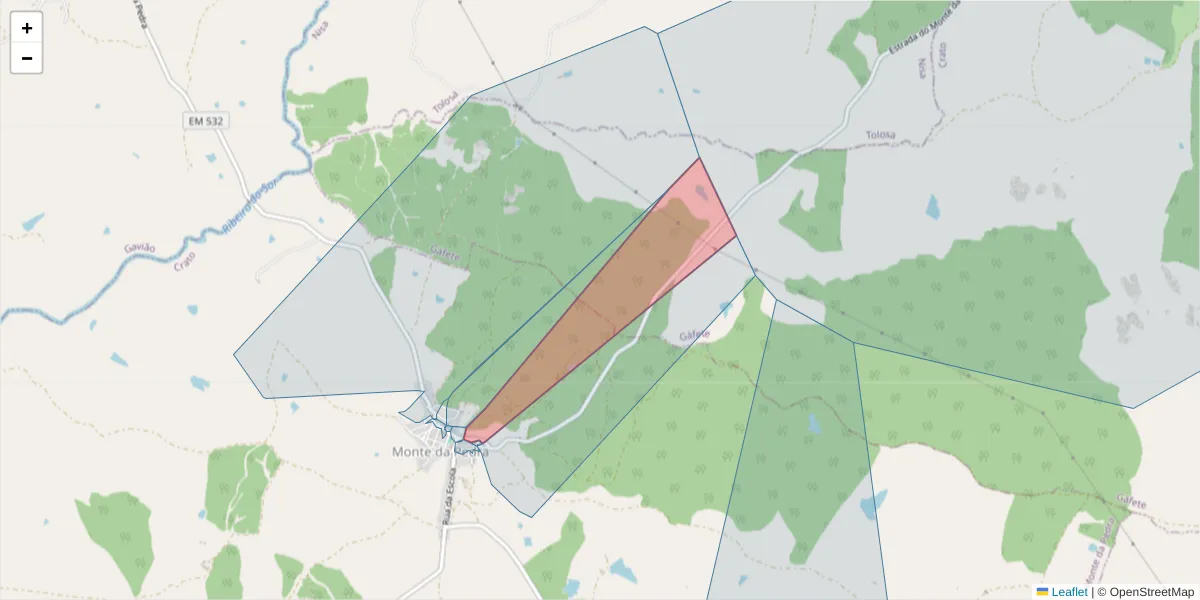 Mapa detalhado do código postal 7430-315 com limites, códigos postais vizinhos e agências dos correios