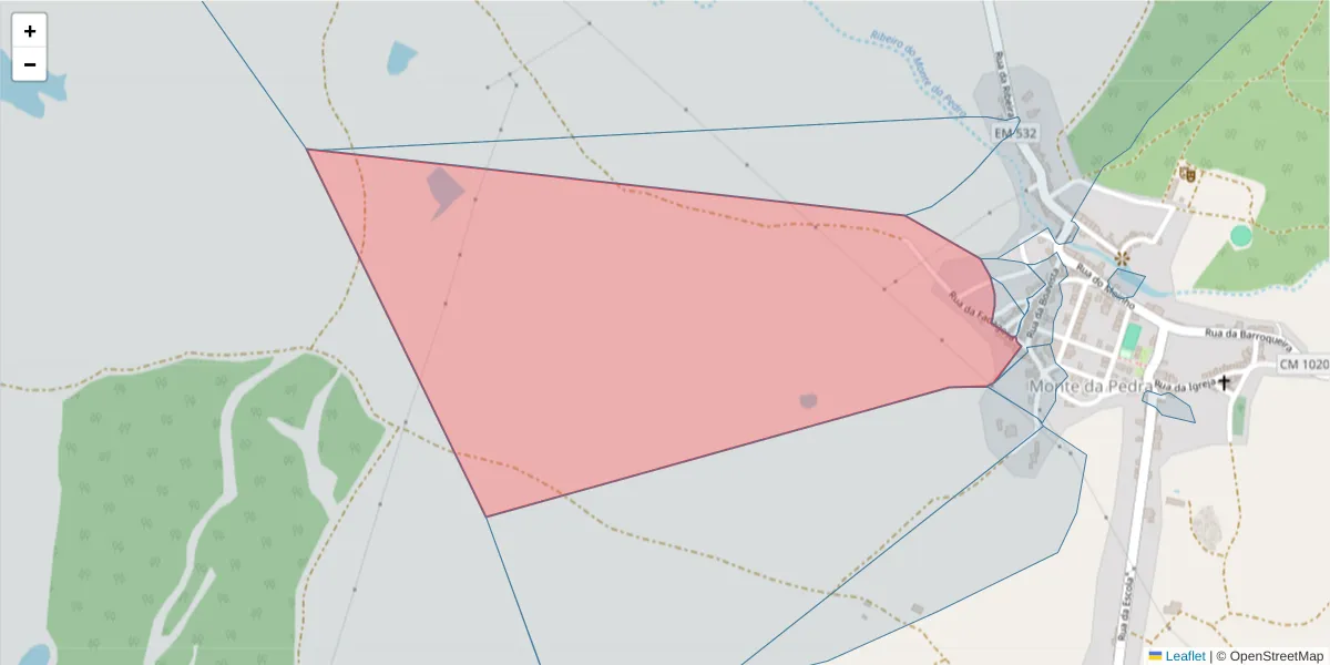 Mapa detalhado do código postal 7430-318 com limites, códigos postais vizinhos e agências dos correios