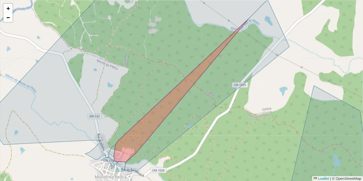 Mapa detalhado do código postal 7430-321 com limites, códigos postais vizinhos e agências dos correios