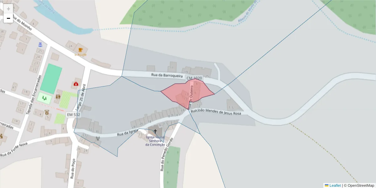 Mapa detalhado do código postal 7430-326 com limites, códigos postais vizinhos e agências dos correios
