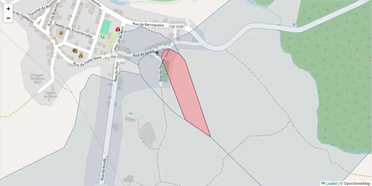 Mapa detalhado do código postal 7430-327 com limites, códigos postais vizinhos e agências dos correios