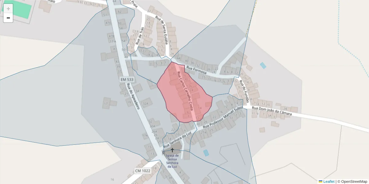 Mapa detalhado do código postal 7430-352 com limites, códigos postais vizinhos e agências dos correios