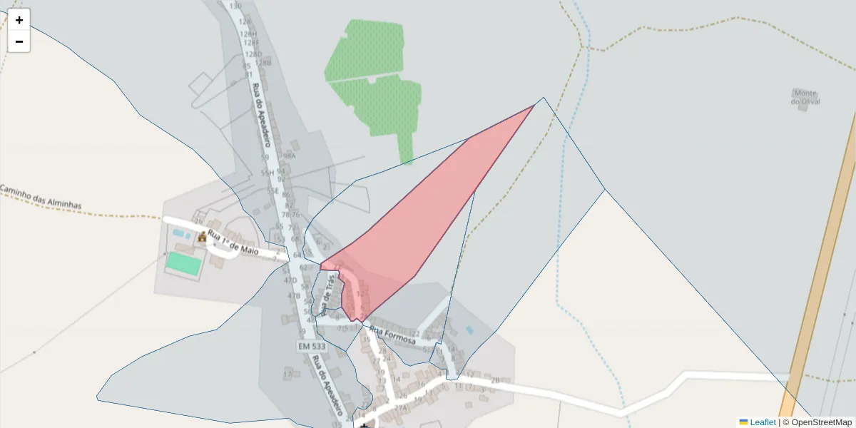 Mapa detalhado do código postal 7430-354 com limites, códigos postais vizinhos e agências dos correios