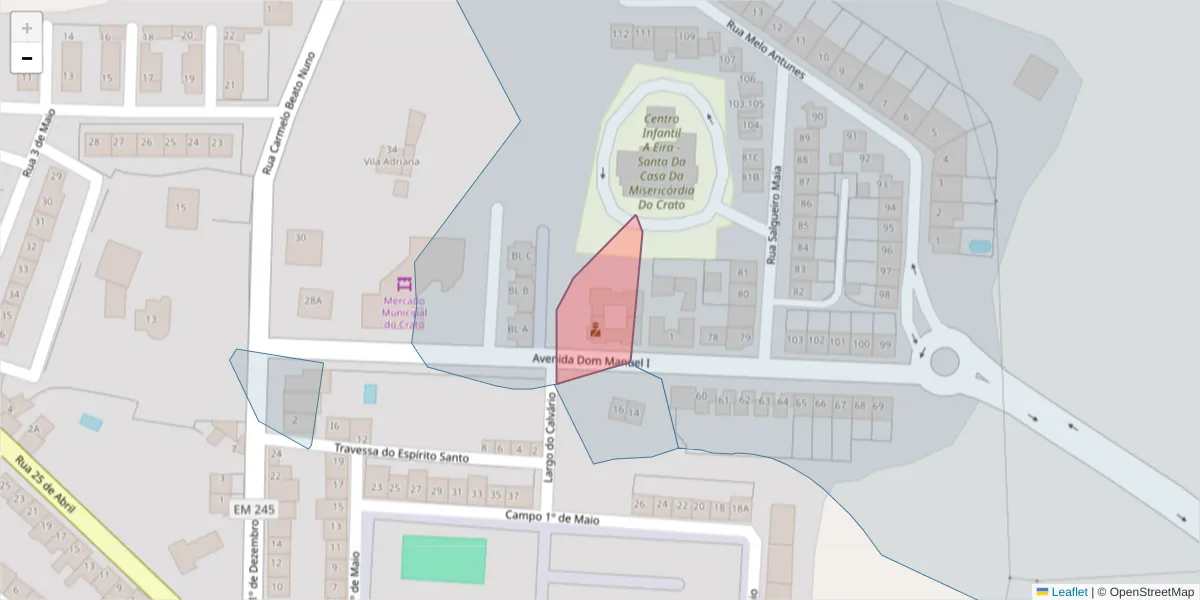 Mapa detalhado do código postal 7430-999 com limites, códigos postais vizinhos e agências dos correios