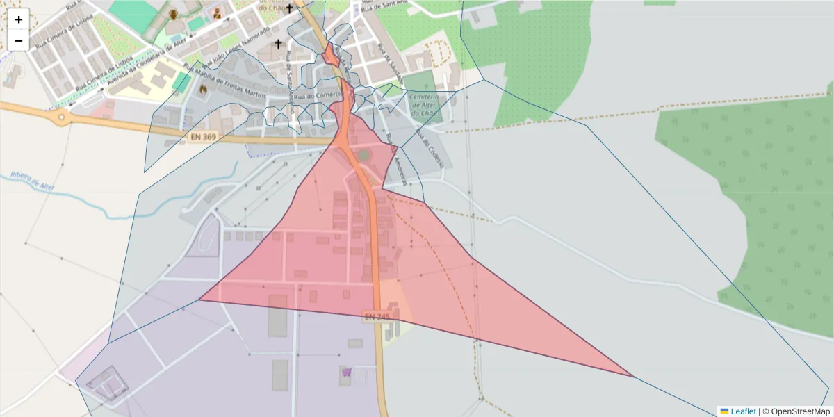 Mapa detalhado do código postal 7440-014 com limites, códigos postais vizinhos e agências dos correios
