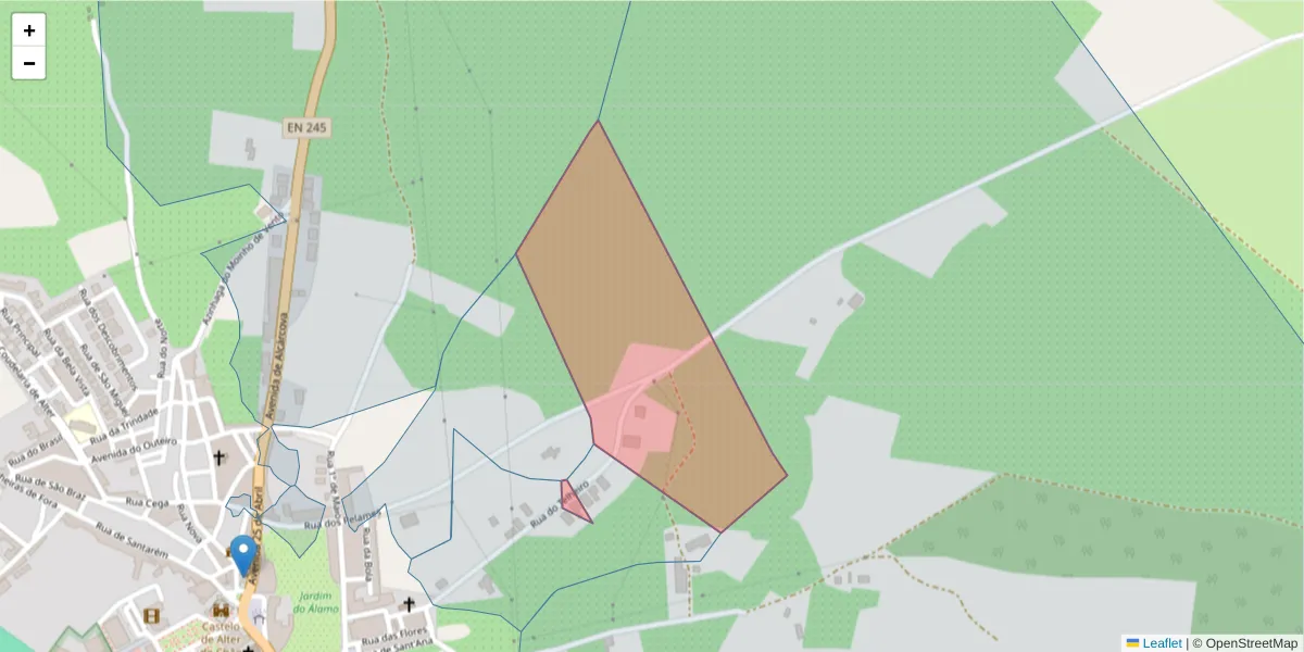 Mapa detalhado do código postal 7440-018 com limites, códigos postais vizinhos e agências dos correios