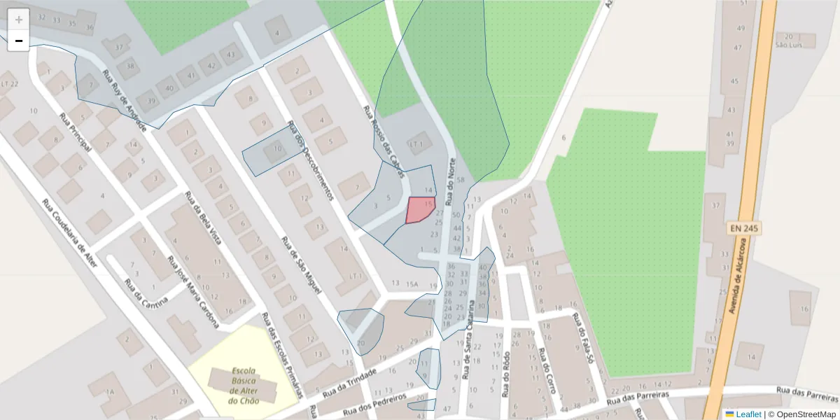 Mapa detalhado do código postal 7440-031 com limites, códigos postais vizinhos e agências dos correios