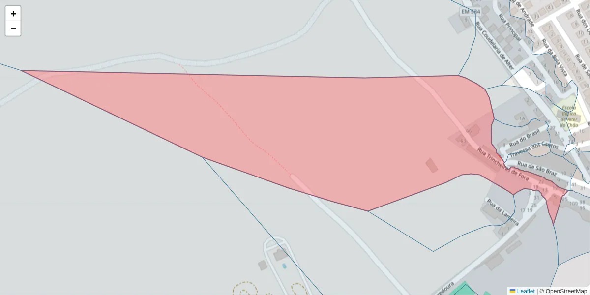 Mapa detalhado do código postal 7440-049 com limites, códigos postais vizinhos e agências dos correios