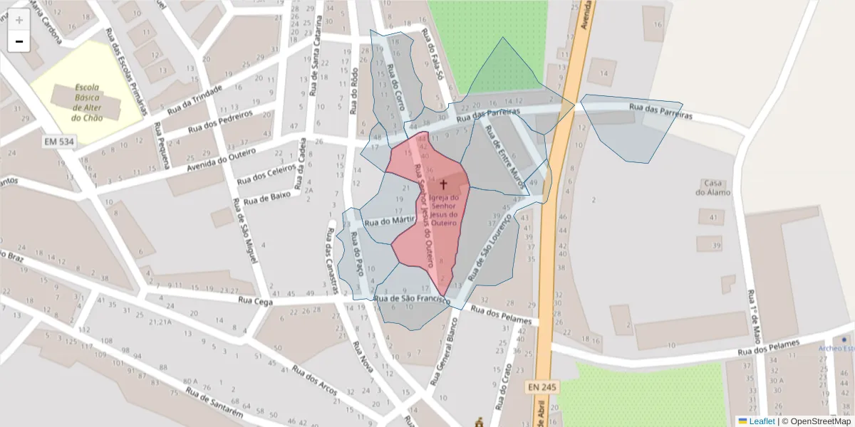 Mapa detalhado do código postal 7440-078 com limites, códigos postais vizinhos e agências dos correios