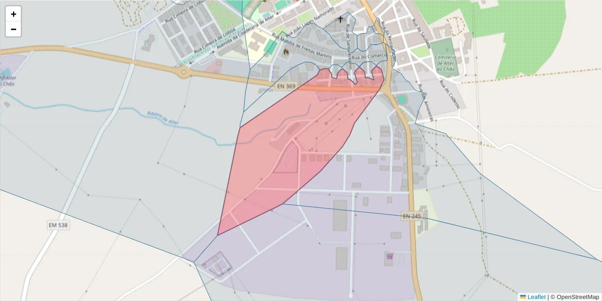 Mapa detalhado do código postal 7440-086 com limites, códigos postais vizinhos e agências dos correios
