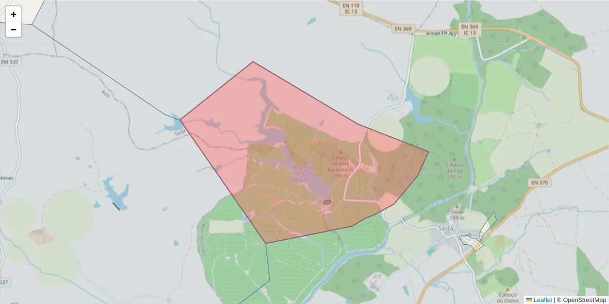 Mapa detalhado do código postal 7440-222 com limites, códigos postais vizinhos e agências dos correios