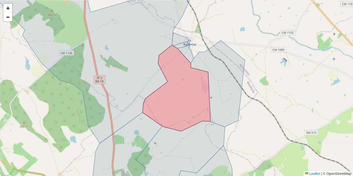 Mapa detalhado do código postal 7450-010 com limites, códigos postais vizinhos e agências dos correios