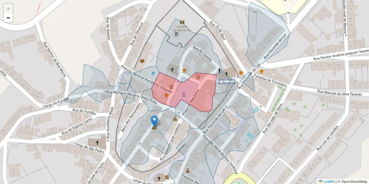 Mapa detalhado do código postal 7450-115 com limites, códigos postais vizinhos e agências dos correios