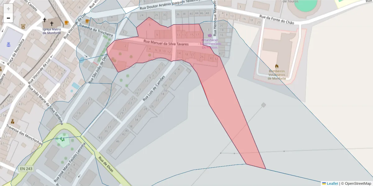Mapa detalhado do código postal 7450-136 com limites, códigos postais vizinhos e agências dos correios