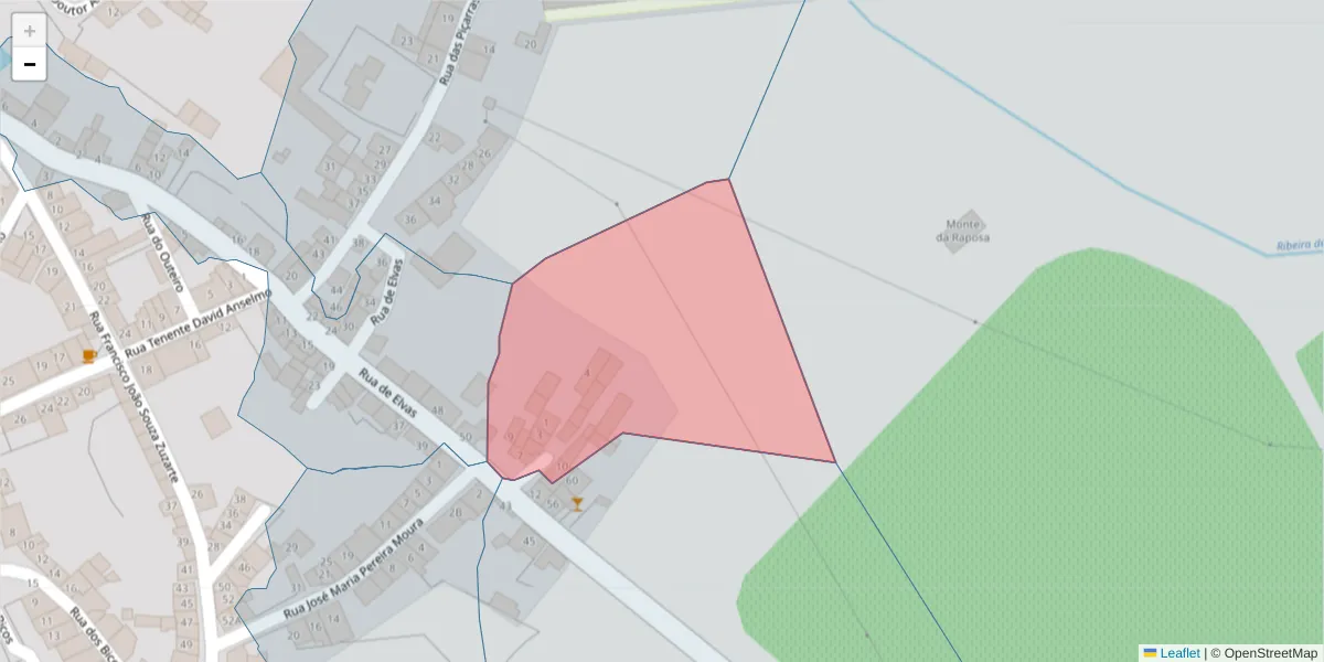Mapa detalhado do código postal 7450-221 com limites, códigos postais vizinhos e agências dos correios
