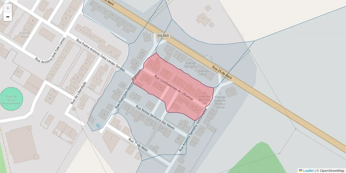 Mapa detalhado do código postal 7450-271 com limites, códigos postais vizinhos e agências dos correios