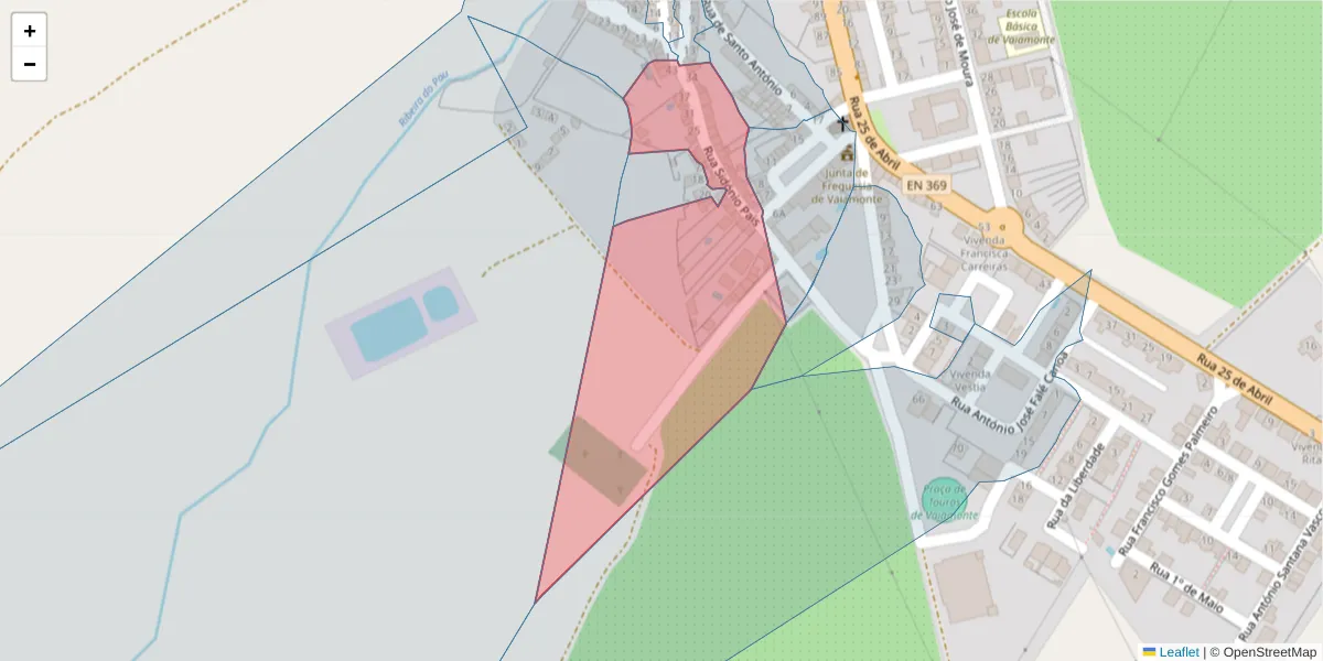 Mapa detalhado do código postal 7450-285 com limites, códigos postais vizinhos e agências dos correios