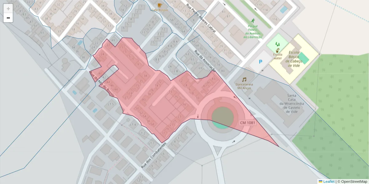Mapa detalhado do código postal 7460-003 com limites, códigos postais vizinhos e agências dos correios