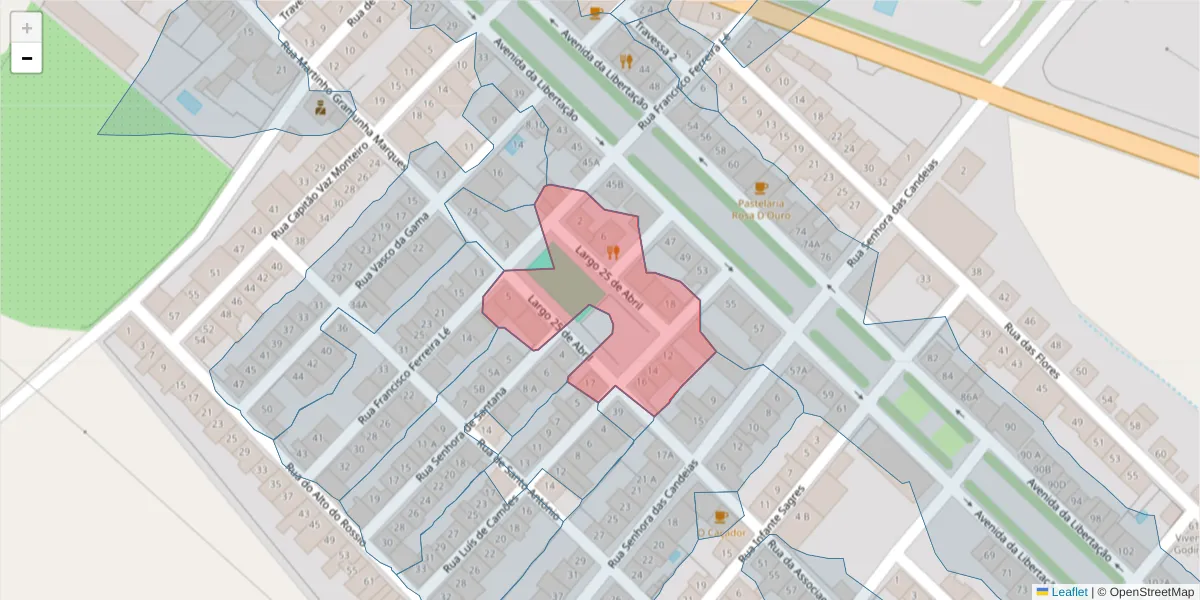 Mapa detalhado do código postal 7460-009 com limites, códigos postais vizinhos e agências dos correios